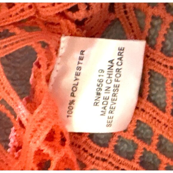 Womens Coral Crochet Lace Top Large By Fever Festival Coachella Fairy - Picture 4 of 6
